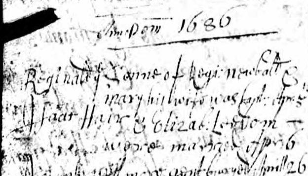 1686 marriage Nicholas Leedham