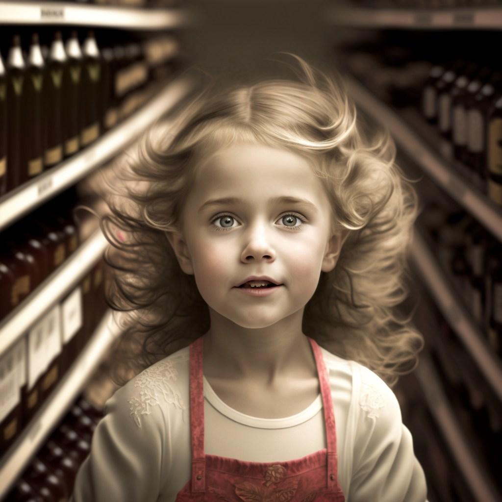 child in supermarket